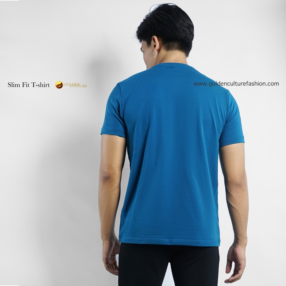 Golden Culture  Premium Loop-Cotton Slim Fit T-shirt (Dark Blue)